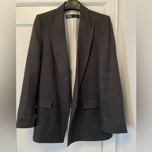 Zara Charcoal Grey Linen Blazer Jacket